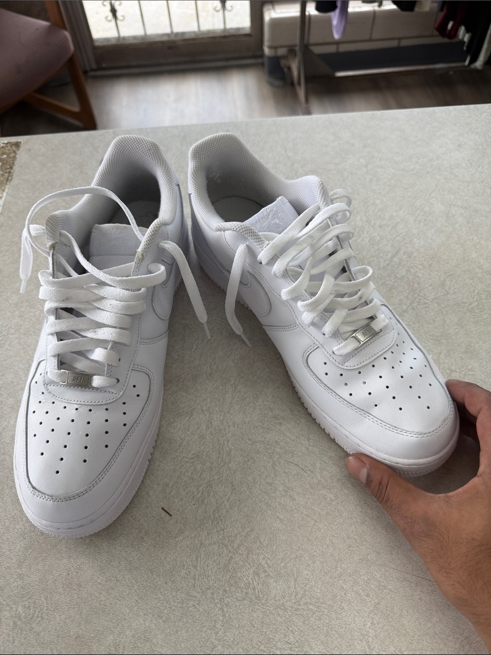 Nike all White Men's AF1 Low-Top Leather Sneakers size 12